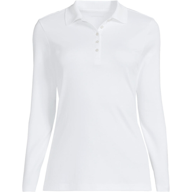 Long Sleeve Supima Cotton Polo Shirt, Women, size: 1X, plus,