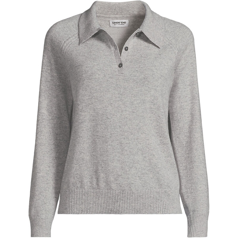Cashmere Polo Jumper, Women, size: M, regular, Grey, Cashmere,
