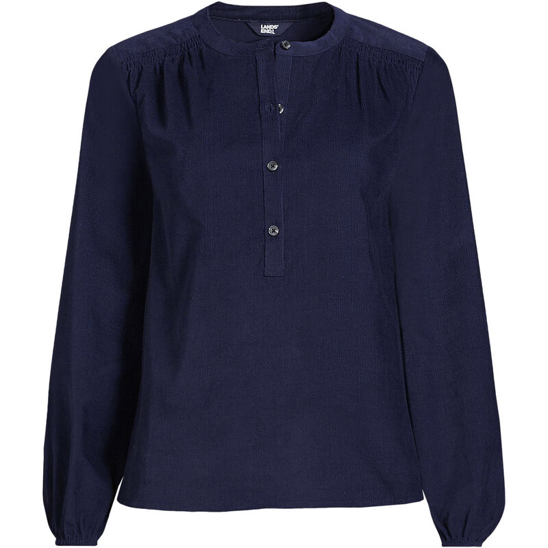 Smocked Cord Popover Top, Women, size: XS, regular, Blue, Cotton