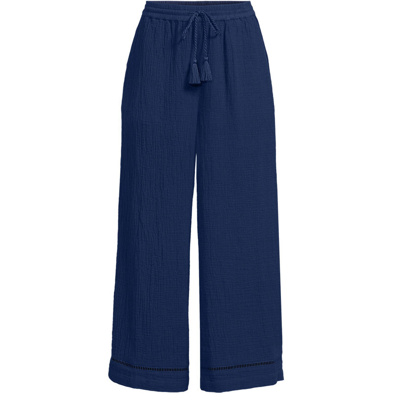 Cotton Cheesecloth Cropped Trousers, Women, size: 10, petite,