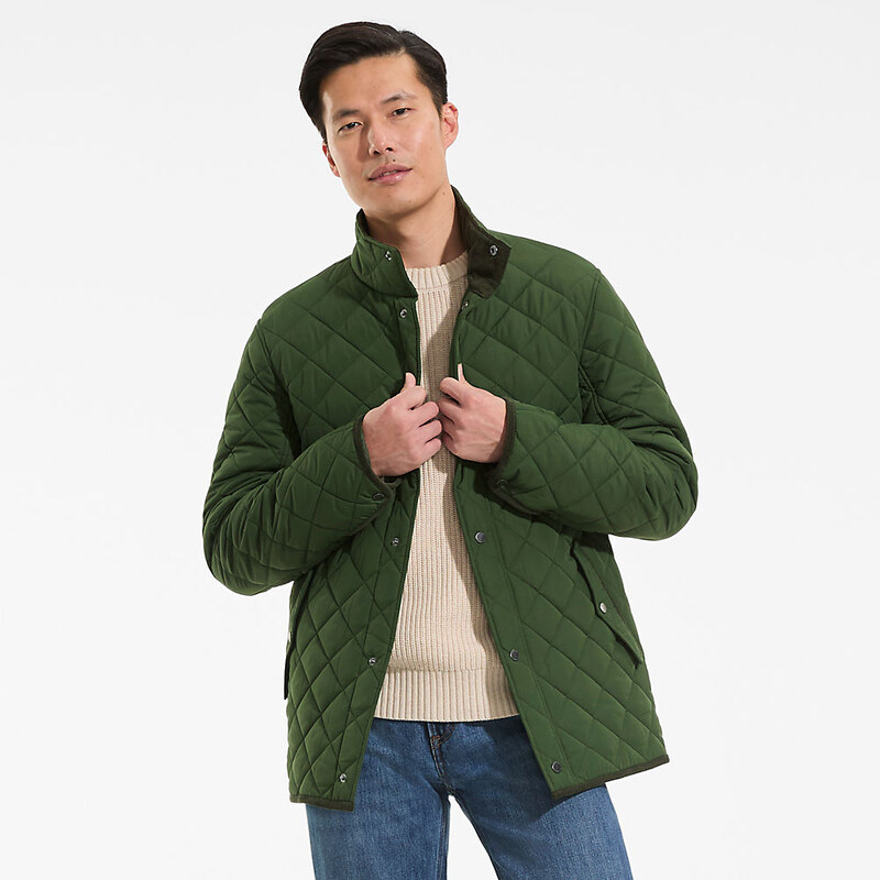 Diamond Quilted Cord Trimmed FeatherFree Jacket, Men, size: XL,