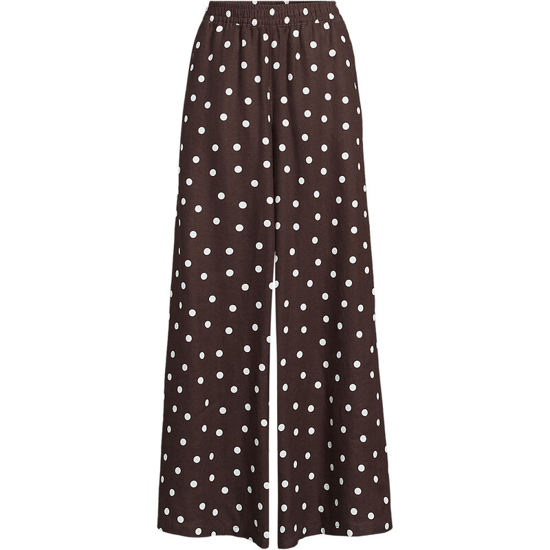 Premium Pure Linen Palazzo Trousers, Women, size: L, petite,