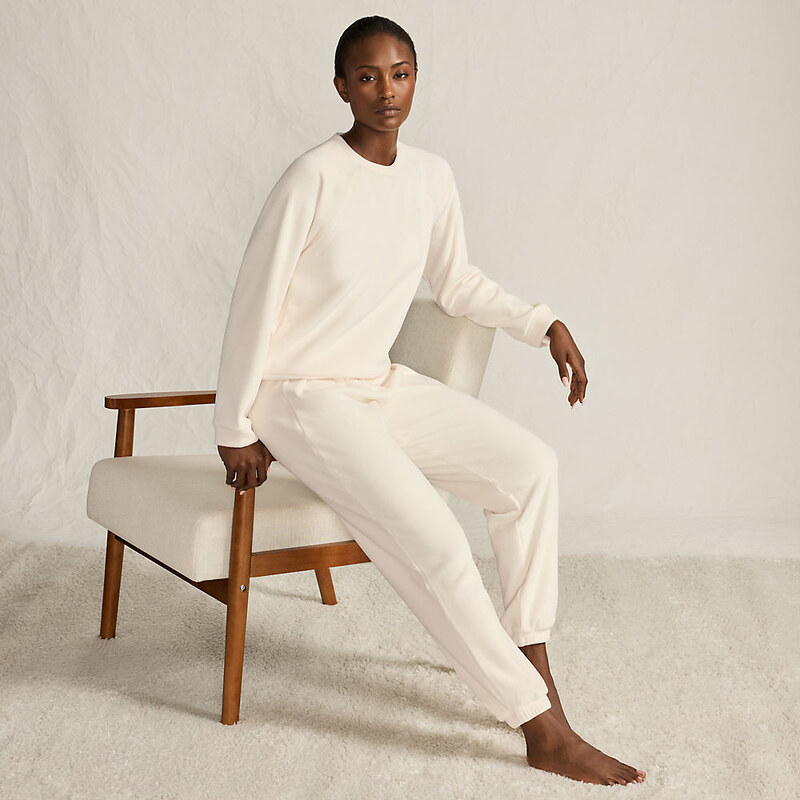 Ribbed Velour Lounge Set, Women, size: XL, regular, Ivory,