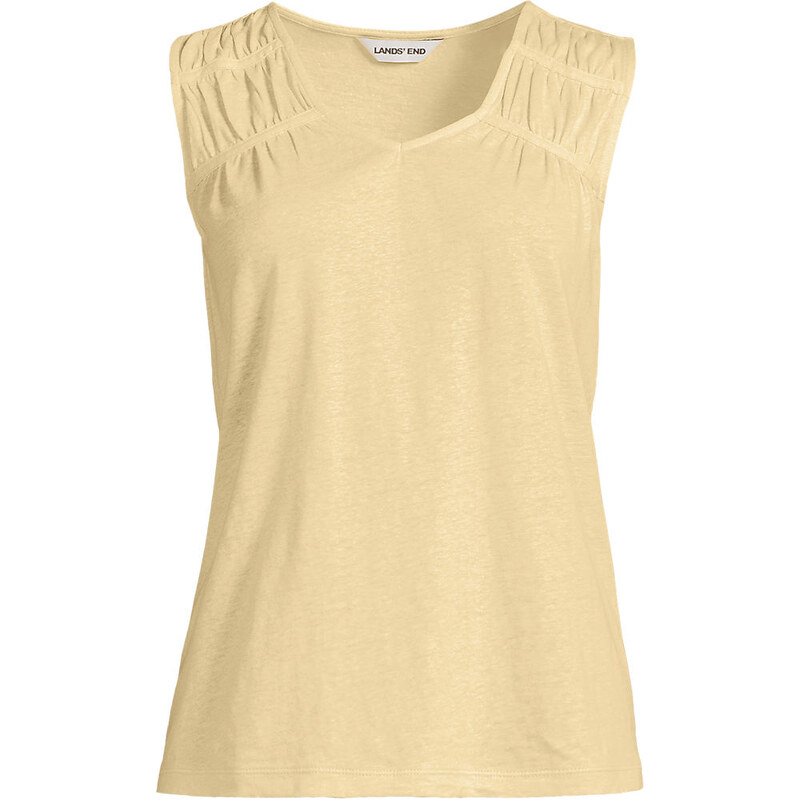 Soft Drape Linen Blend Sleeveless Top, Women, size: S, regular,