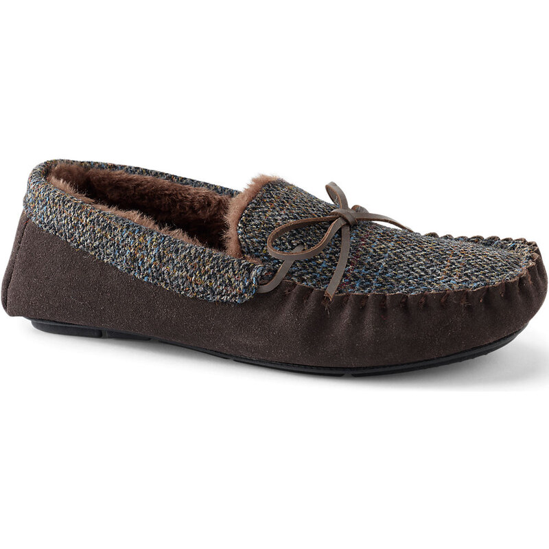 Harris Tweed Suede Moccasin Slippers, Men, size: 11 1/2, regular