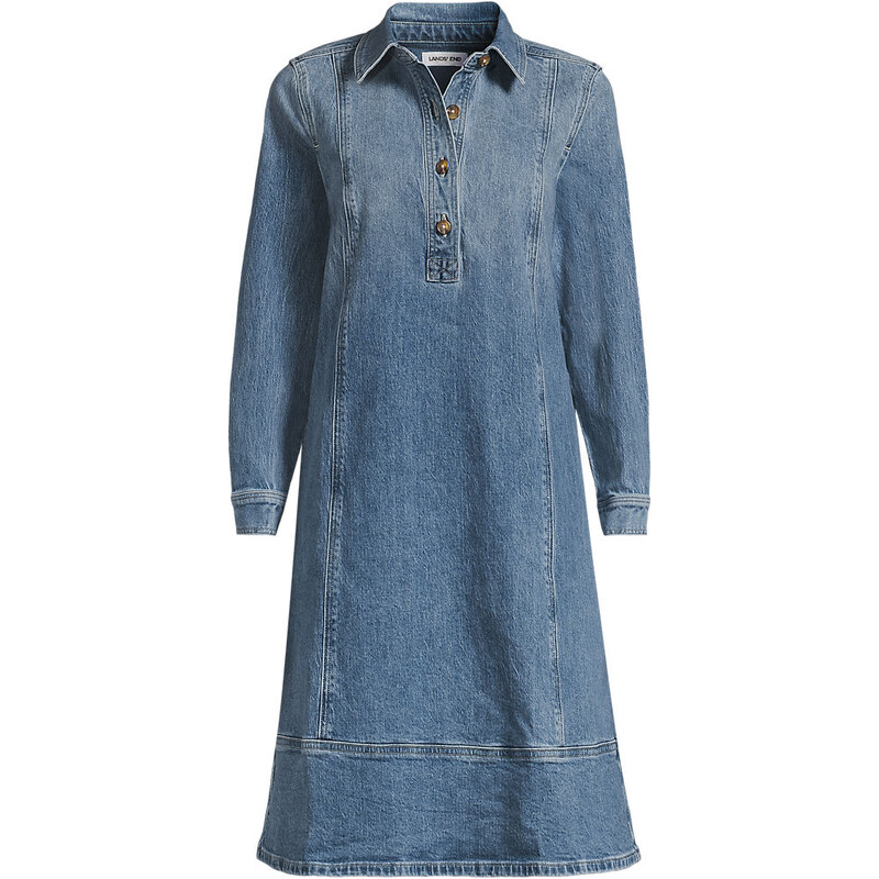 Soft Denim Dress, Women, size: 3X, plus, Blue, Cotton-blend, by