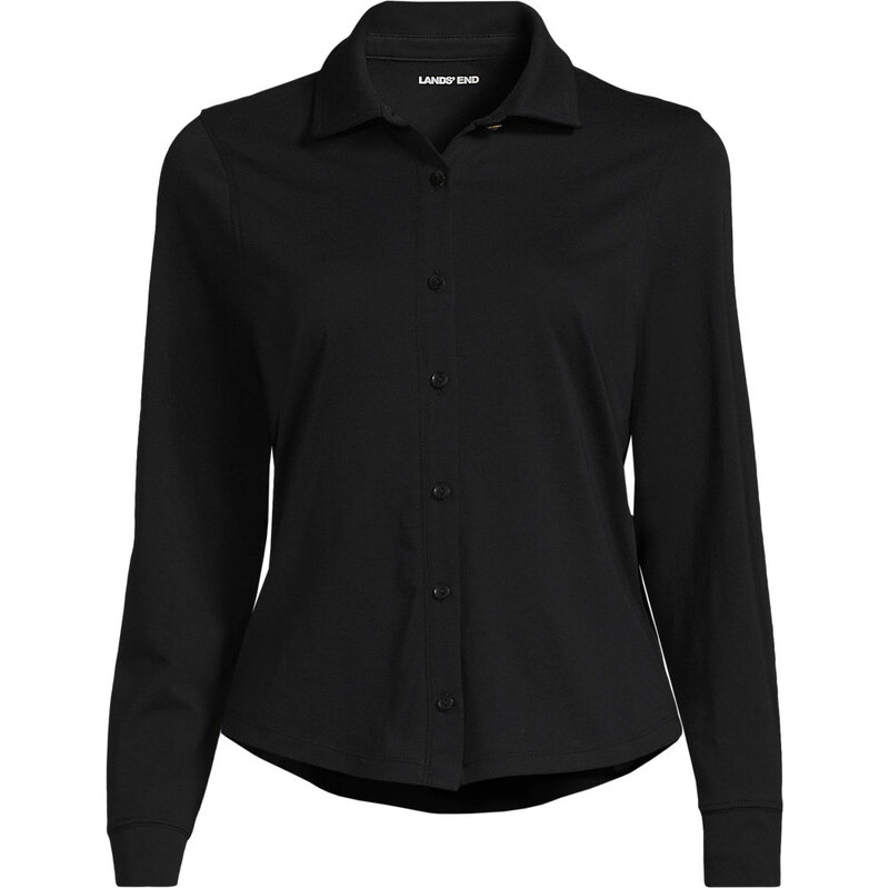 Long Sleeve Supima Cotton Buttonfront Top, Women, size: 2X, plus