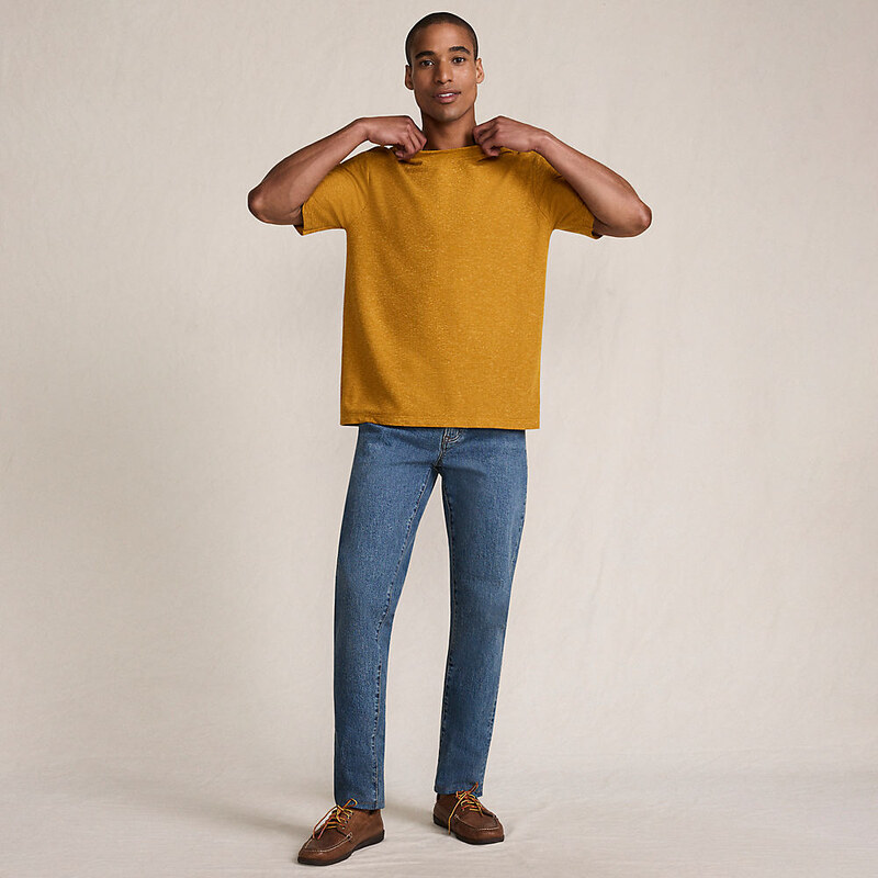 Perfect Waffle T-shirt, Men, size: S, regular, Yellow, Linen