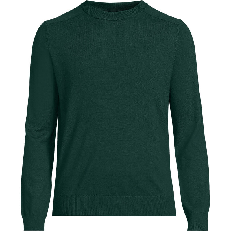 Pure Merino Wool Crew Neck Jumper, Men, size: L, regular, Green,