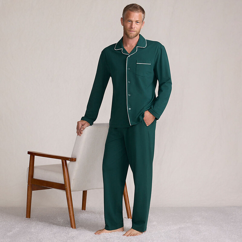 Knit Pyjama Set, Men, size: XL, regular, Green, Spandex/Cotton