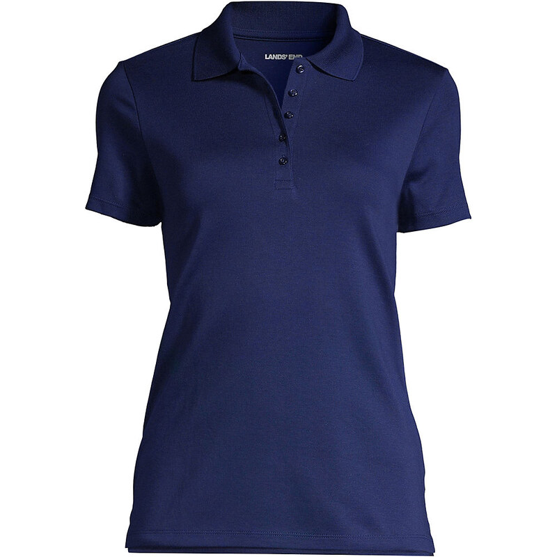 Short Sleeve Supima Polo Shirt, Women, size: 1X, plus, Blue,