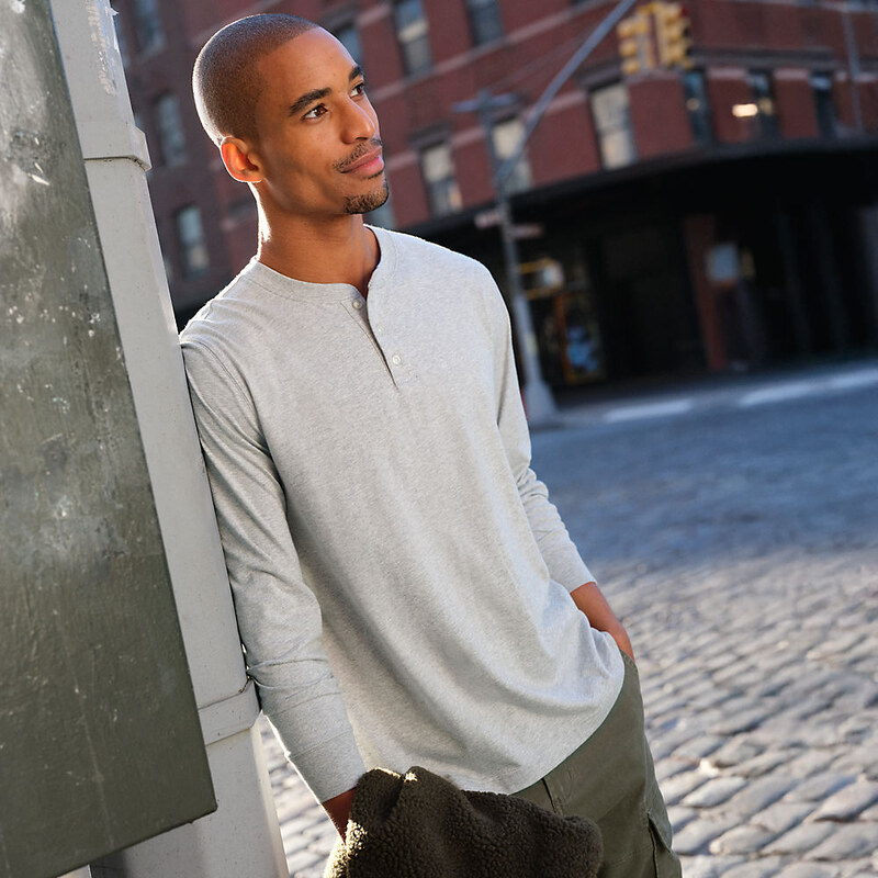 Super-T Henley Long Sleeve T-shirt, Men, size: XL, regular, Grey