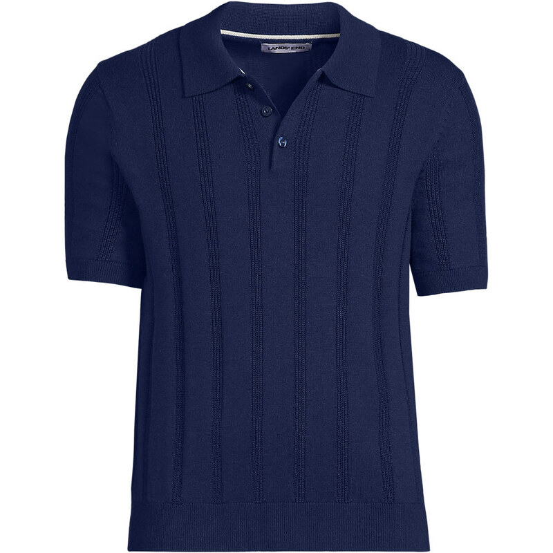 Short Sleeve Silk Blend Polo Shirt, Men, size: XL, regular, Blue