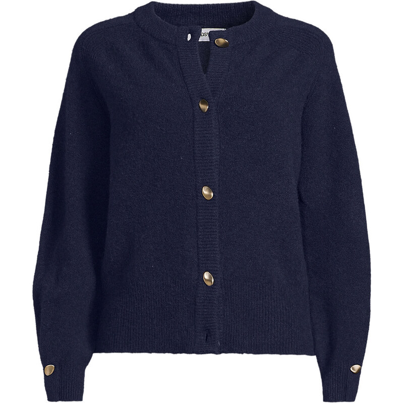 Wool Touch Pear Button Cardigan, Women, size: M, regular, Blue,