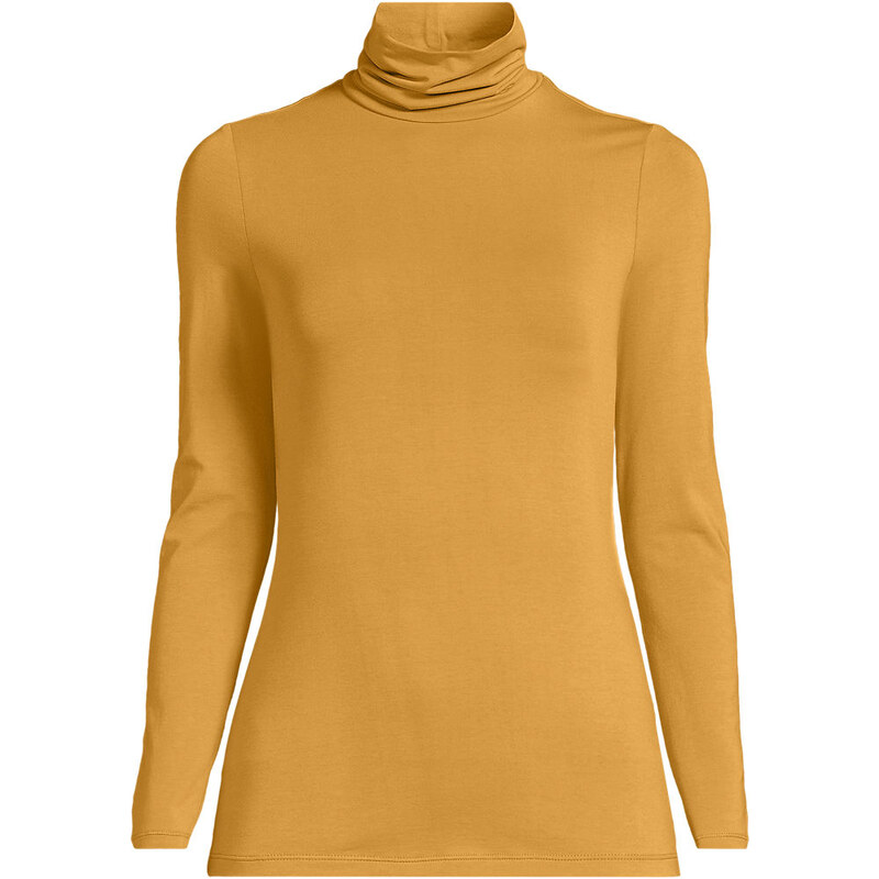 Cotton-modal Roll Neck Top, Women, size: XS, regular, Yellow,