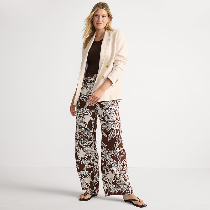 Wide Leg Printed Pull-on Trousers, Women, size: 16, regular,