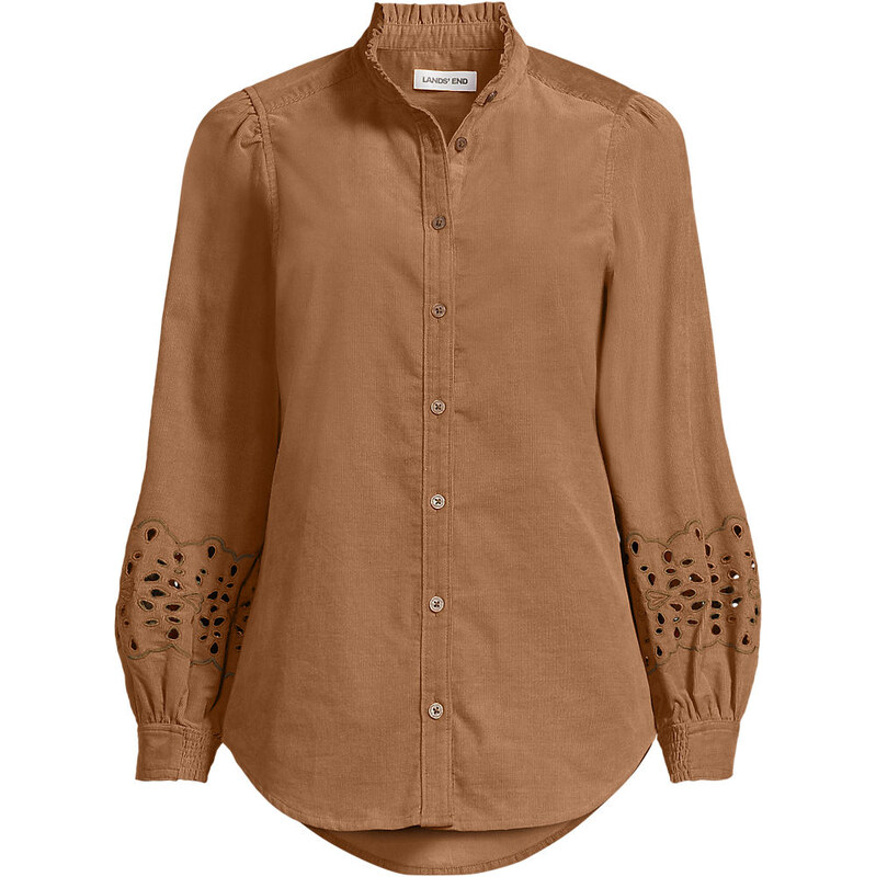 Fine Wale Corduroy Shirt With Openwork Details, Women, size: XL,