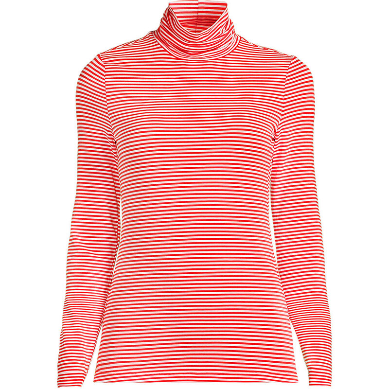 Cotton-modal Roll Neck Top, Women, size: S, petite, Orange,