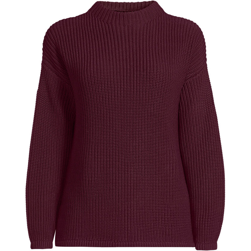 Ribbed Knit Funnel Neck Jumper, Women, size: L, petite, Red,