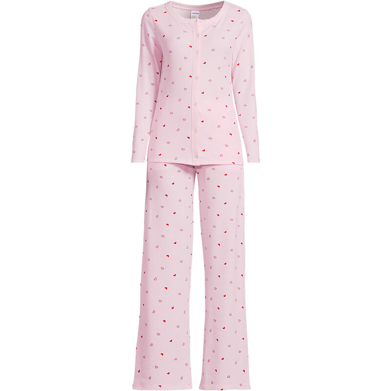 Waffle Floral Print Pyjama Set, Women, size: S, petite, Pink, by