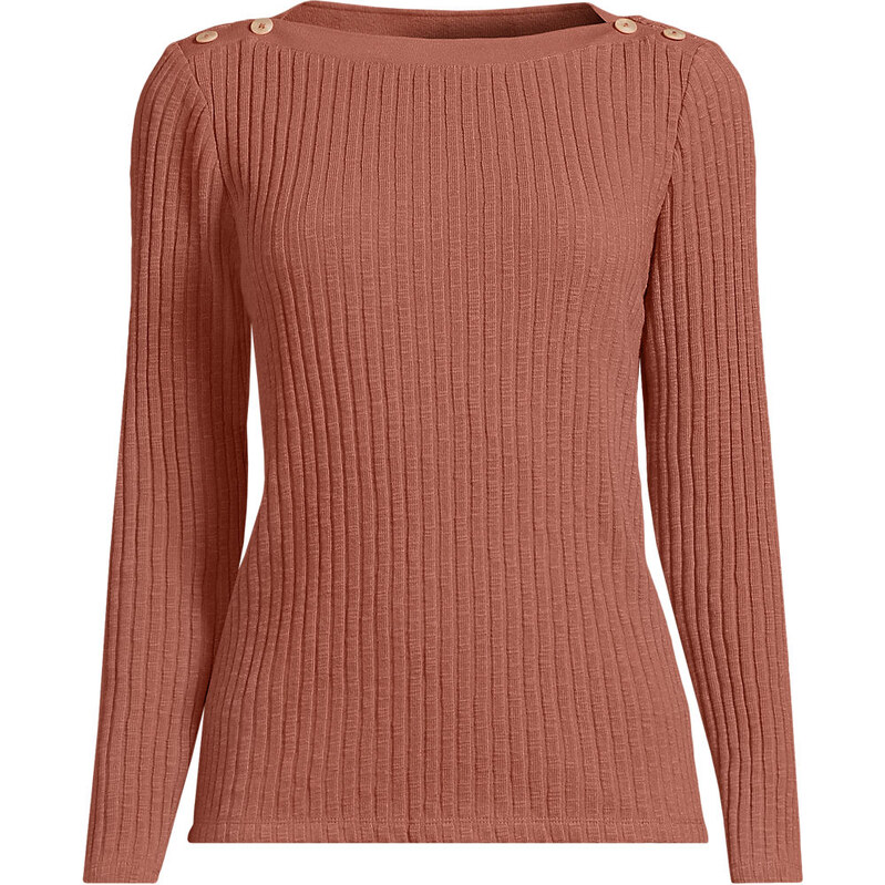 Long Sleeve Rib Knit Boatneck Top, Women, size: M, regular,