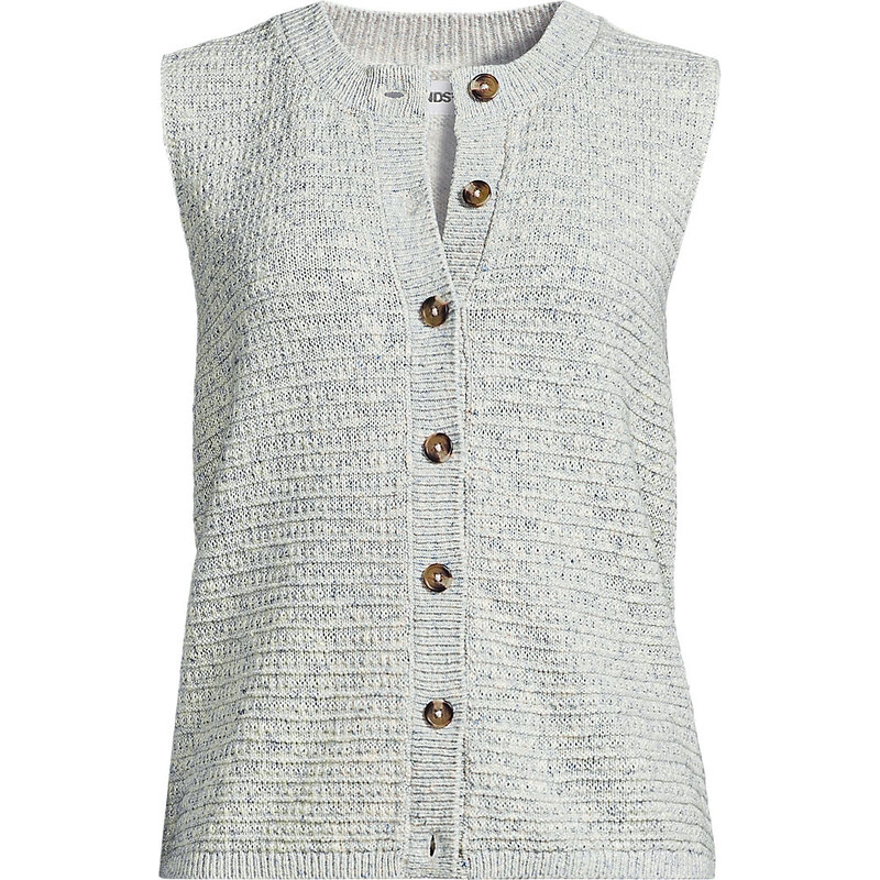 Knit Waistcoat With Linen, Women, size: S, regular, Blue, Cotton