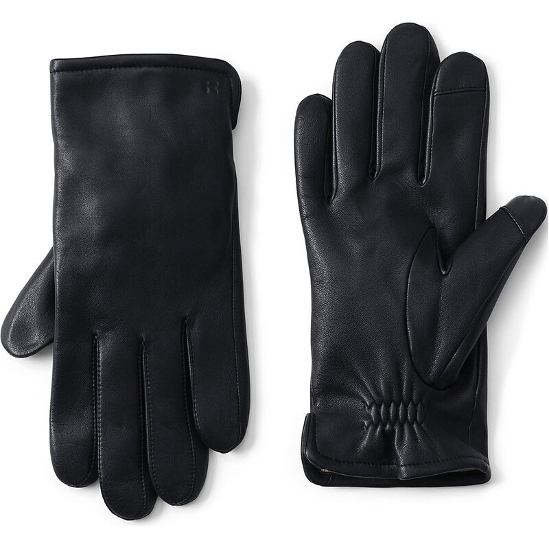 Cashmere-lined Touchscreen Leather Gloves, Men, size: L, regular