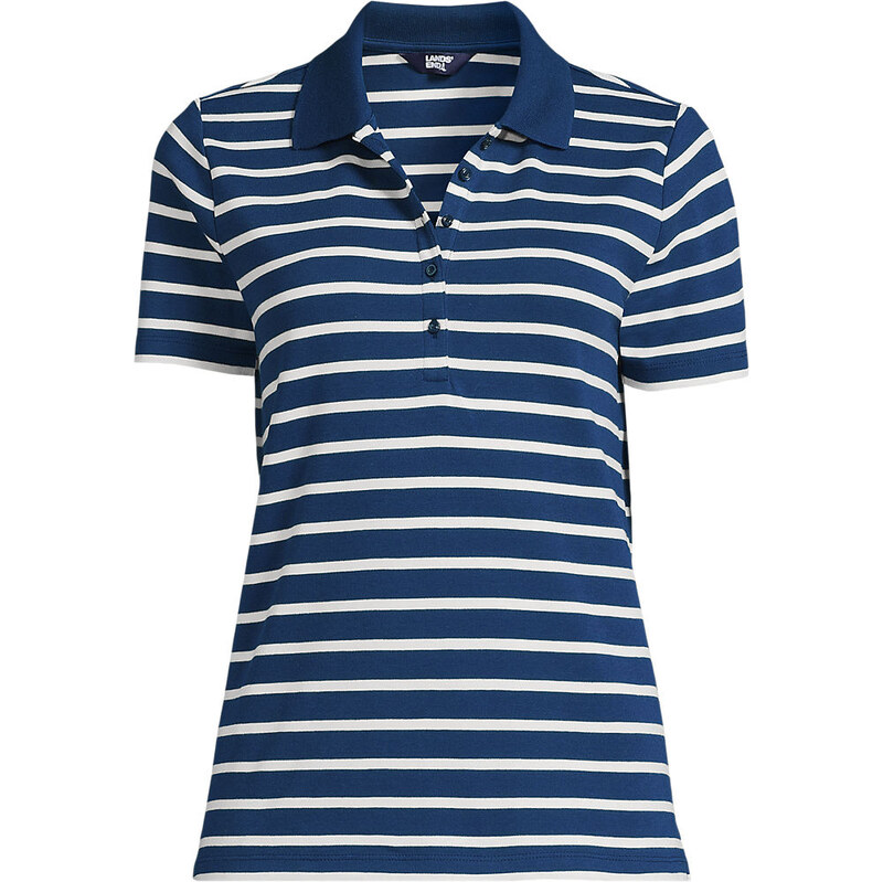 Supima Cotton Polo Shirt, Women, size: S, petite, Blue, Cotton,