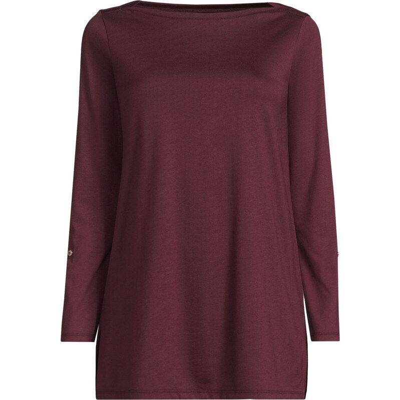 Long Sleeve Supima Boatneck Tunic Top, Women, size: S, regular,