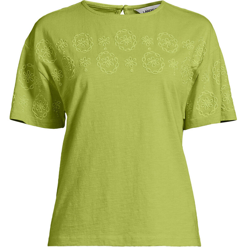 Cutwork Slub Tee, Women, size: S, regular, Green, Cotton, by
