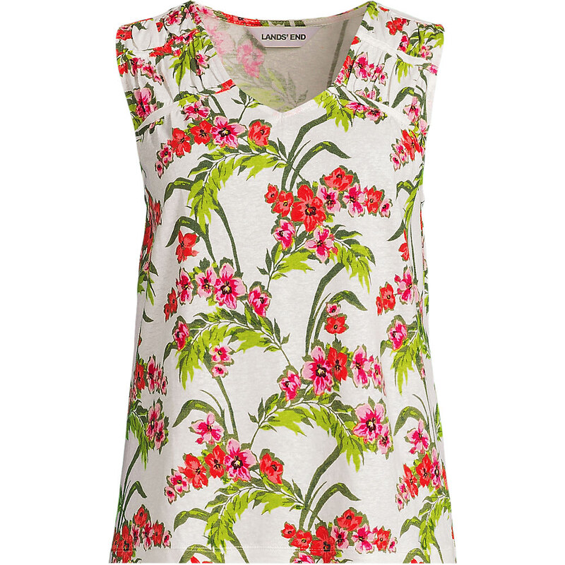 Soft Drape Linen Blend Sleeveless Top, Women, size: 1X, plus,