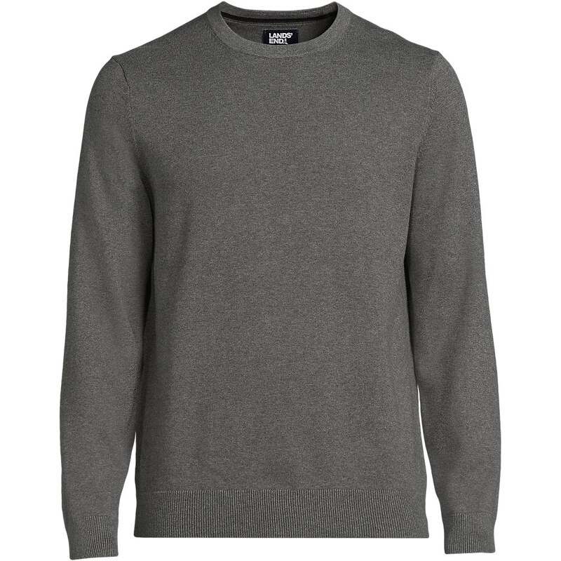 Crew Neck Cotton Jumper, Men, size: M, regular, Grey, Cotton, by