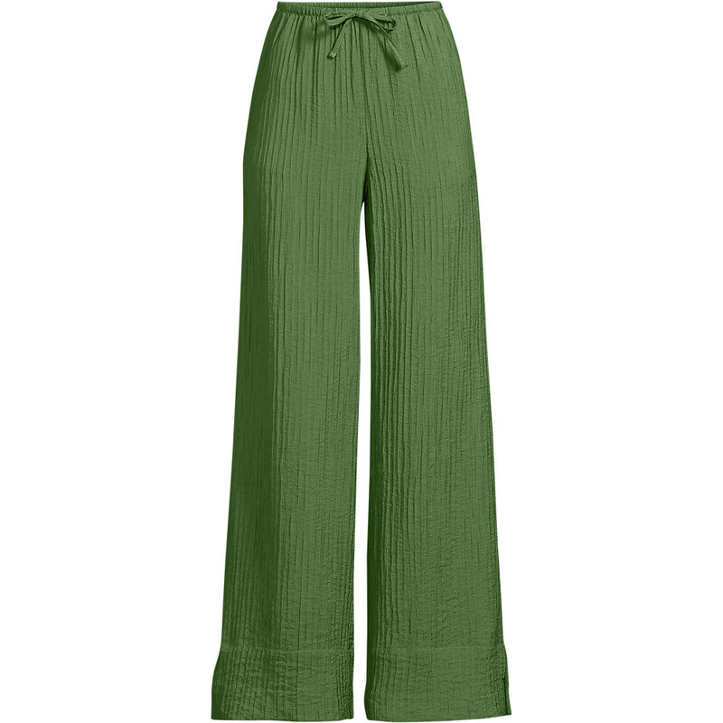 Wide Leg Pull-on Crinkle Trousers, Women, size: 12, regular,