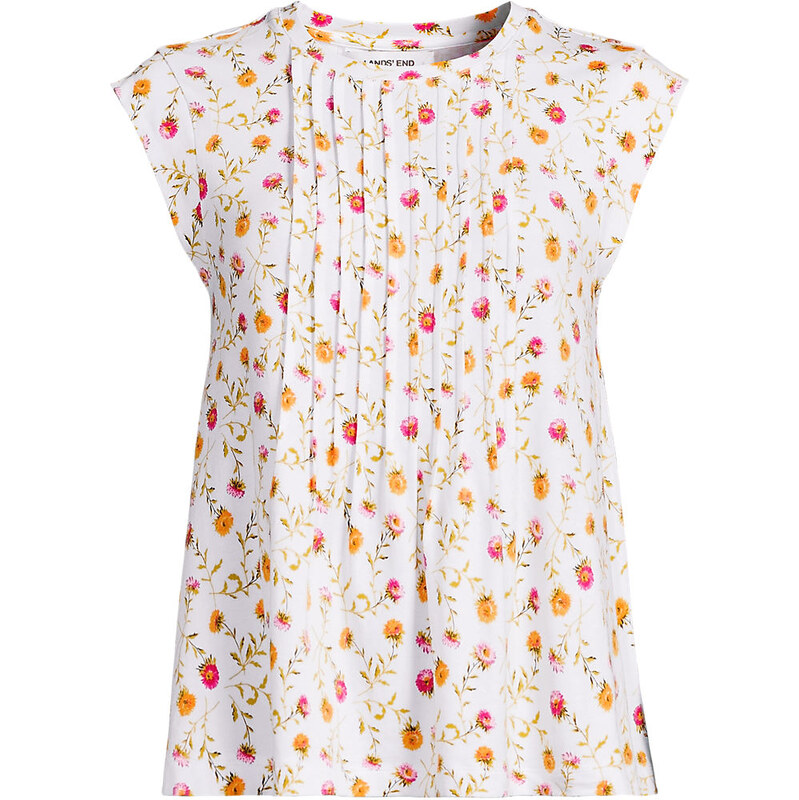 Cap Sleeve Cotton Modal Pintuck Swing Top, Women, size: M,