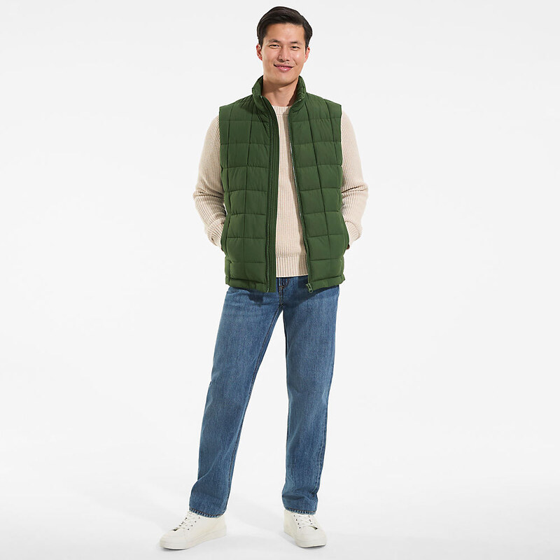 Grid Quilted FeatherFree Gilet, Men, size: S, regular, Green,