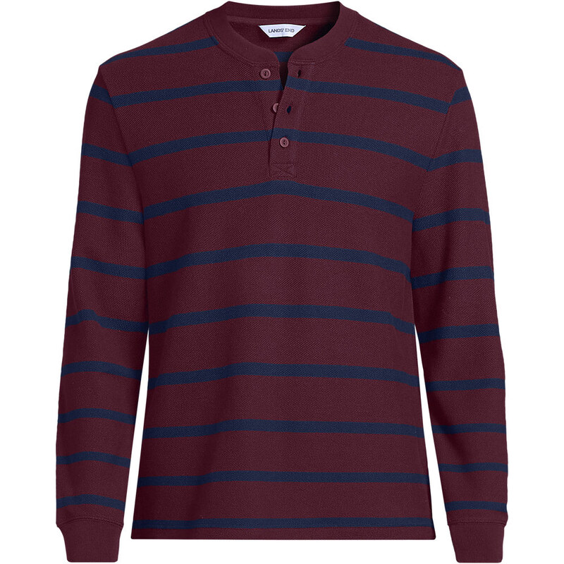Long Sleeve Piqué Henley T-shirt, Men, size: S, regular, Ivory,