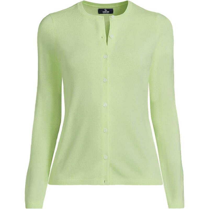 Crew Neck Cashmere Cardigan, Women, size: M, petite, Green,