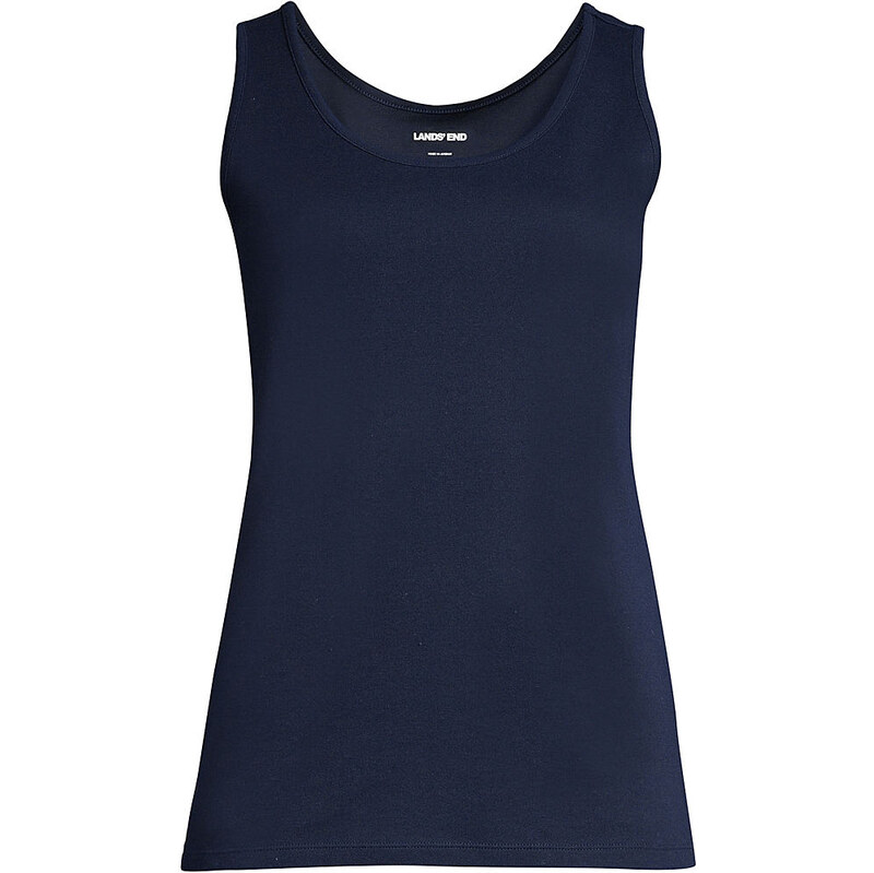 Cotton Vest Top, Women, size: 2X, plus, Blue, Cotton, by Lands