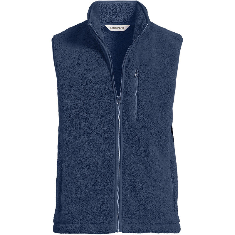 Sherpa Fleece Gilet, Men, size: S, regular, Blue, by Lands End