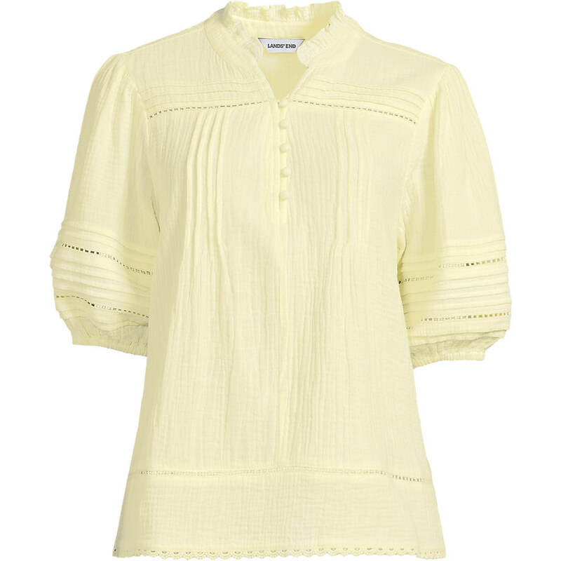 Ladder Trim Cheesecloth Popover Blouse, Women, size: M, regular,