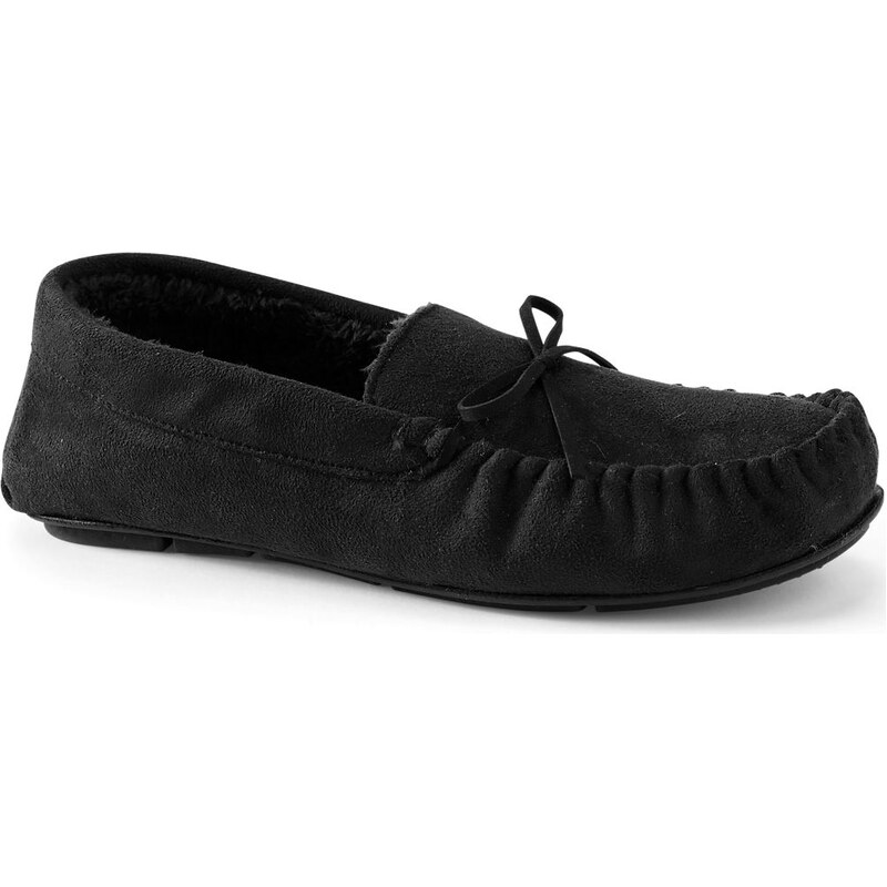 Faux Suede Moccasin Slipper, Men, size: 10, regular, Black,