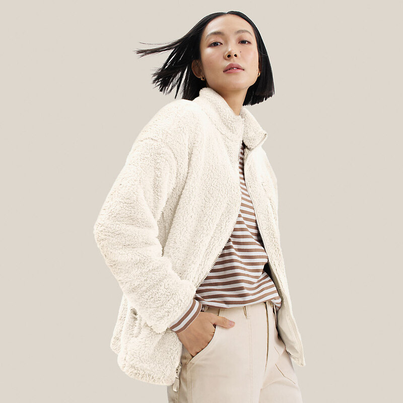 Softest Fleece Jacket, Women, size: L, regular, Ivory, Polyester