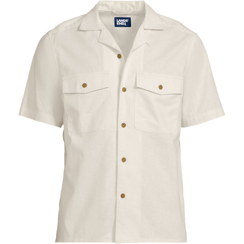 Soft Ease Linen Blend Short Sleeve Shirt, Men, size: L, regular,