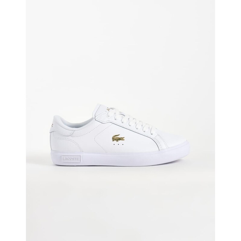Lacoste powercourt gold accent trainer in white