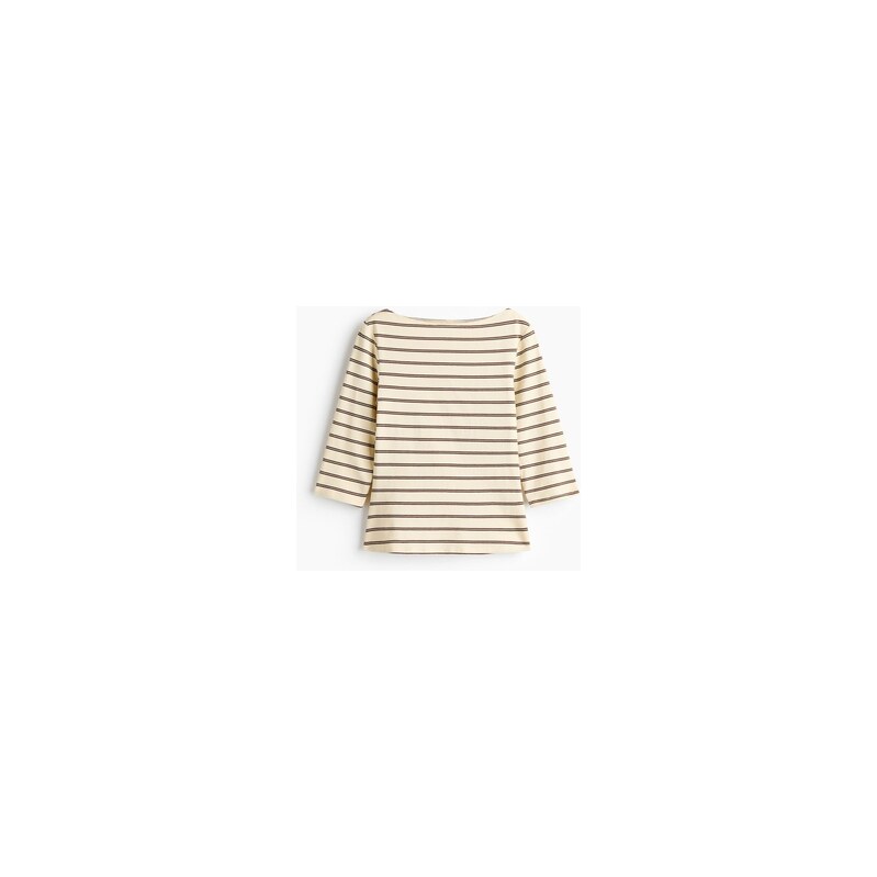 H&M - Přiléhavý tops lodičkovým výstřihem - Light Yellow/Striped