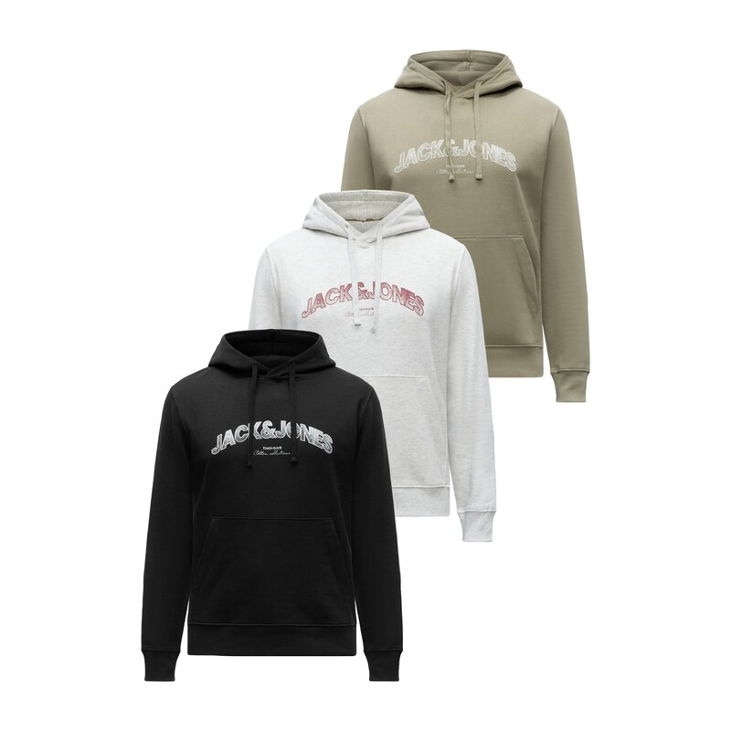 JACK & JONES Mikina JJAVERY khaki / červená třešeň / černá /