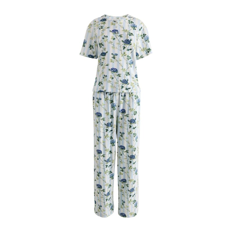 Cath Kidston Pyžamo krémová / marine modrá / světlemodrá / khaki