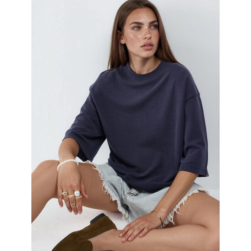 Busem Oversized tričko marine modrá