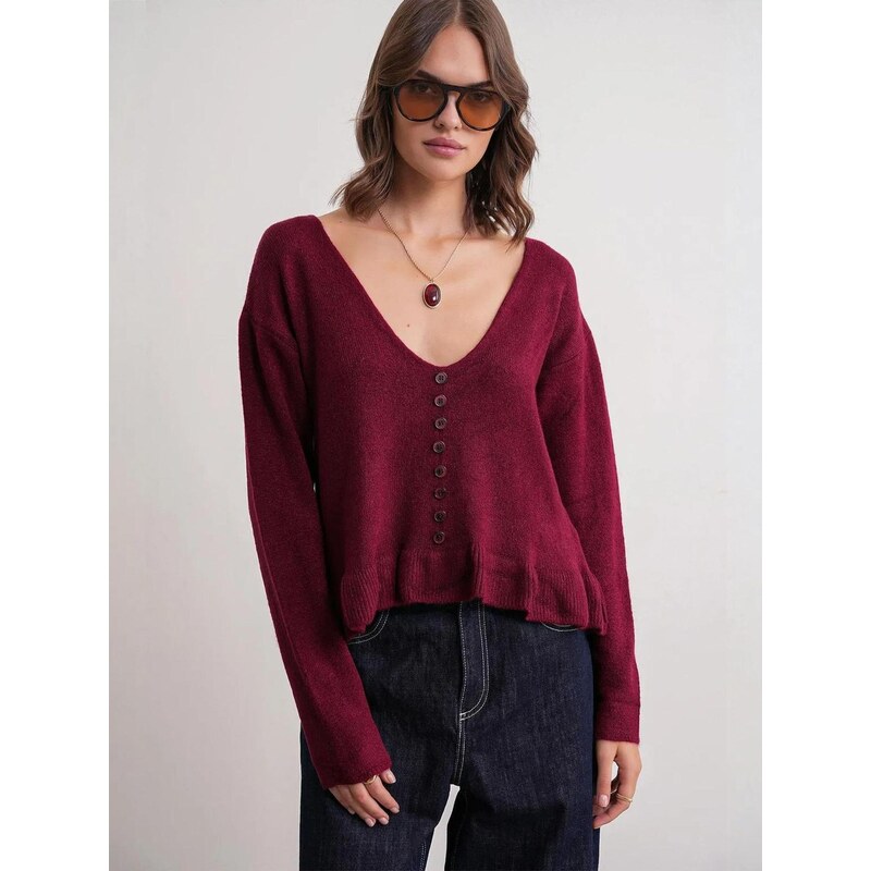 MixRay Svetr Pullover burgundská červeň