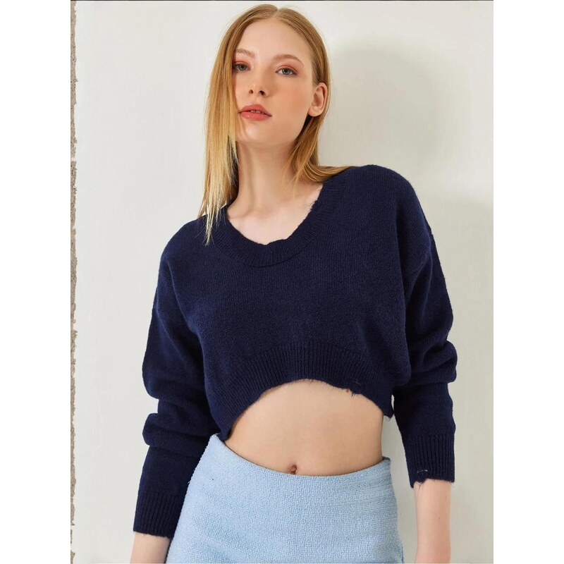 Bianco Lucci Top Strickoberteile námořnická modř